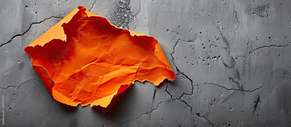Aufkleber A torn orange paper featuring a message on medical ethics against a gray background serving as a symbolic representation with available copy space image