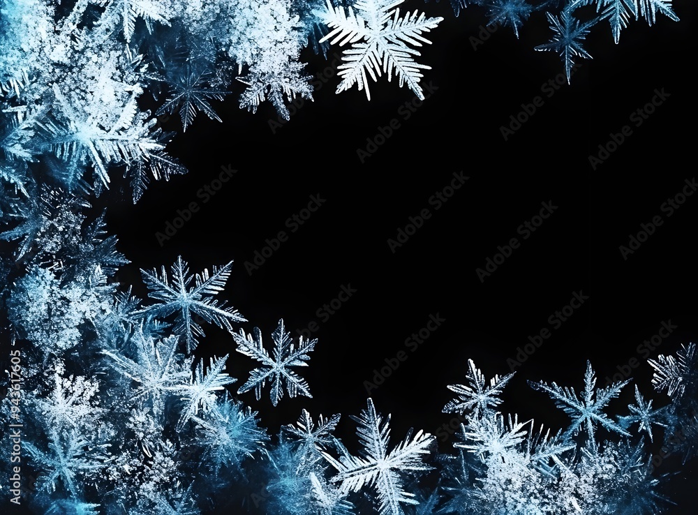 Aufkleber enchanting frosty snowflake patterns against dark background for winter design