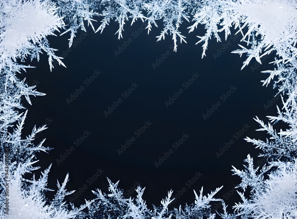Poster intricate frost patterns forming a minimalist winter backdrop