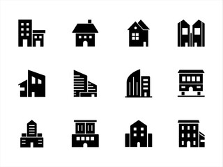 Architecture building elements isolated icons set on a white background. expanded stroke. vector design and illustration for website & mobile app