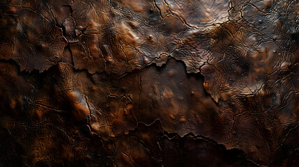 Obraz premium Cracked Leather Texture, Rustic Brown Background, Aged and Weathered, Natural Patterns, Abstract Design