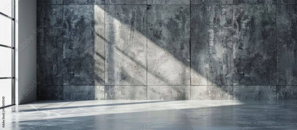 Aufkleber gray studio room with concrete backdrop and a white floor featuring a realistic textured background 