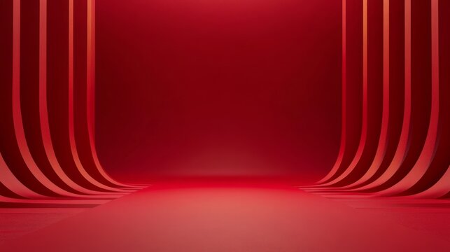 Fototapeta A minimalist red room with smooth walls and subtle lighting, creating a modern and clean aesthetic.