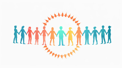 みんなで仲良く手を繋ぐ人々