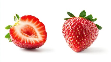 Fresh Red Strawberries Isolated on White Background