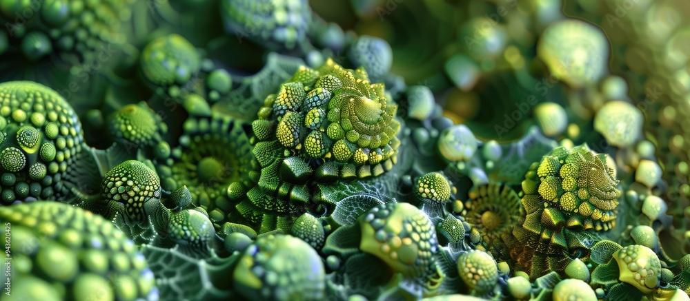 Poster Fractal Romanesco featuring intricate patterns suitable for a copy space image