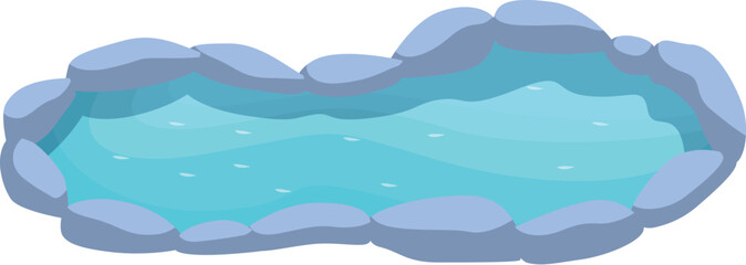 Small river flowing through stone coastline, top view of summer landscape element for mobile or computer game