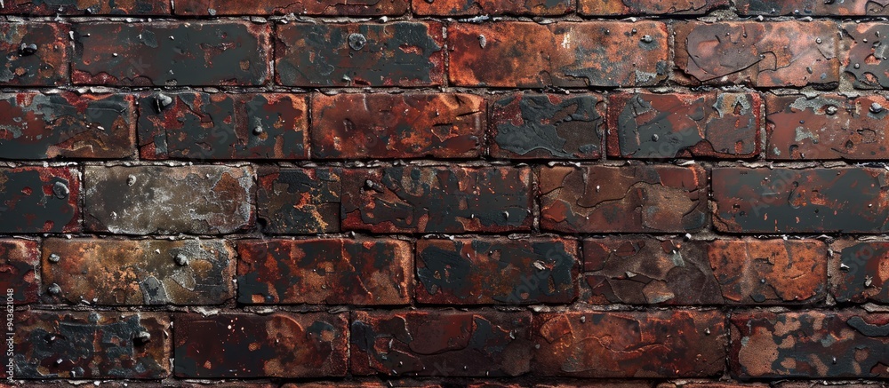 Fototapete dull and corroded dark red bricks with a textured surface for copy space image
