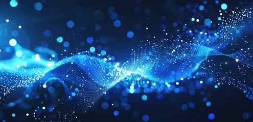 Abstract Blue Glowing Particles