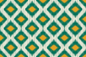Yellow Ikat seamless pattern, Ikat ethics pattern, seamless, Abstract seamless pattern, American fabric design, seamless geometric pattern with Ikat triangles, Ikat seamless for carpe, clothing