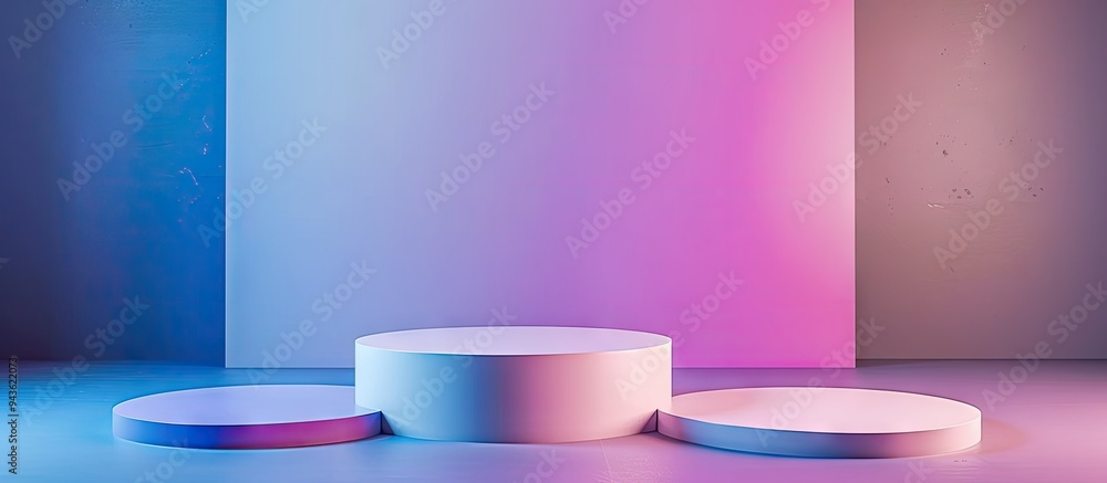 Poster podium set on a colored background for product photography with copy space image