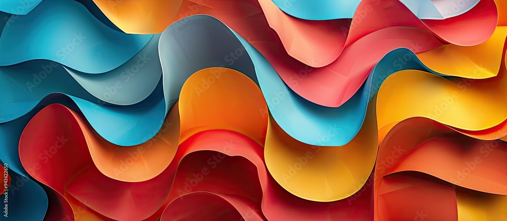 Fototapete a top down view of colorful paper abstractions in a mockup with copy space image