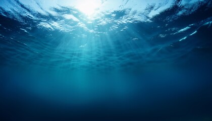 blue sea or ocean underwater with synbeam and ripples