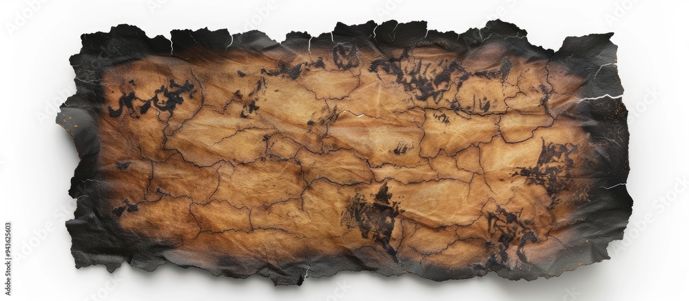 Leinwandbilder a charred sheet of paper set against a blank white backdrop with room for text or images. creative b