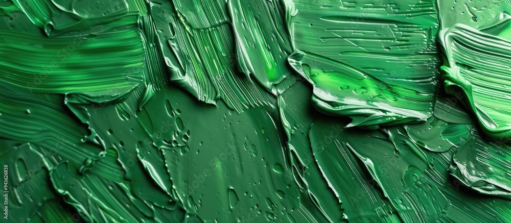 Poster vibrant green acrylic paint with textured brushstrokes for a background featuring ample copy space i