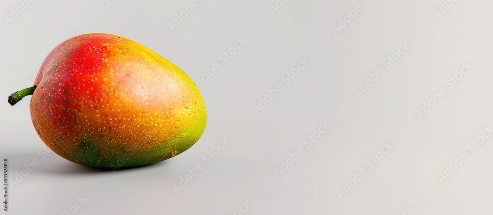 Aufkleber vibrant ripe mango with yellow flesh stands out against a clean white background in an appetizing co