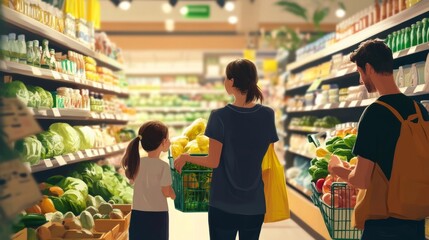 Obraz premium Organic family grocery trip