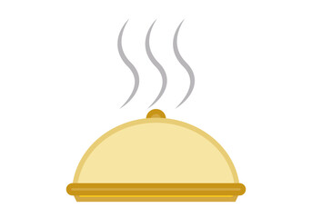 Bandeja tapada dorada de comida elegante