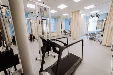 Rehabilitation room equipped with advanced therapy tools and equipment for patient recovery