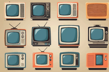 Old TV pattern seamless. Television set retro ornament