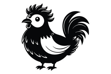 Silkie chicken kawaii silhouette vector A.eps