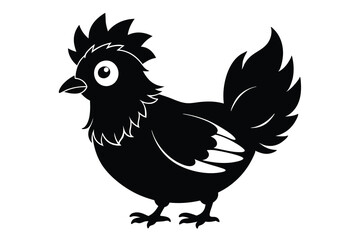 Silkie chicken kawaii silhouette vector C.eps