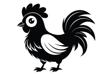 Silkie chicken kawaii silhouette vector G.eps