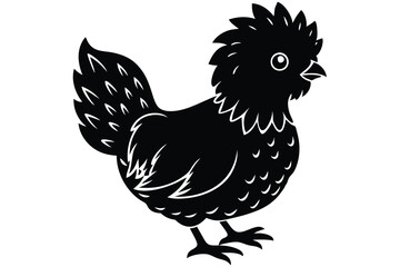 Silkie chicken kawaii silhouette vector I.eps