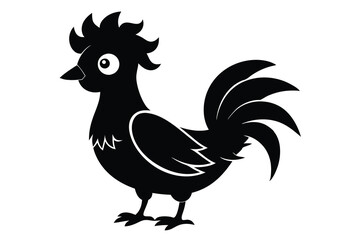 Silkie chicken kawaii silhouette vector O.eps