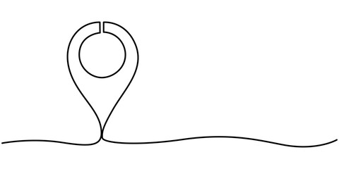 Location Single Line Icon, Continuous one line drawing of path and Location pointers. Simple pins on way between two points in thin Linear style. Gps navigation and Travel concept. Doodle vector