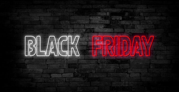 Black Friday Sale neon text vector design template. Black Friday Sale neon logo, light banner design element colorful modern design trend, night bright advertising. Vector. Editing text neon sign - Powered by Adobe