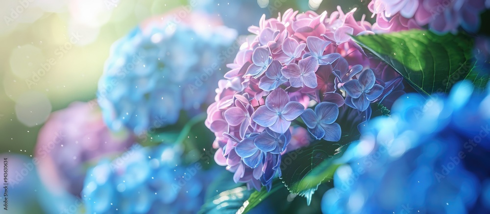 Aufkleber stunning hydrangea in full bloom at a park with copy space image