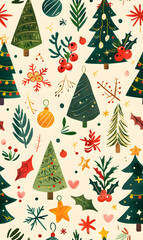 New Year and Christmas 2d cartoon or graphic advertising background, Seamless pattern