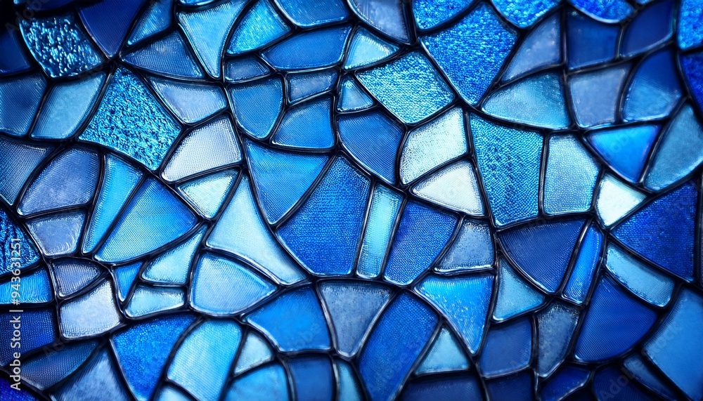 Wall mural close up of blue stained glass abstract vintage background