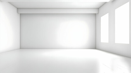 Empty White Room with Two Windows, Simple Minimalist Interior Design Background