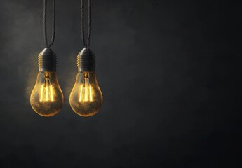 Light bulb with glowing center isolated on grey background - Leadership Concept