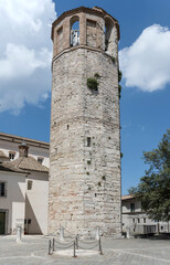 Fototapeta premium Torre Civica octagonal tower at medieval hilltop little town, Amelia, Italy