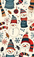 New Year and Christmas 2d cartoon or graphic advertising background, Seamless pattern