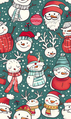 New Year and Christmas 2d cartoon or graphic advertising background, Seamless pattern