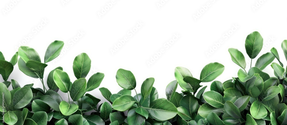 Poster isolated on a white background a bush plant with leaves creates a decorative border with copy space 