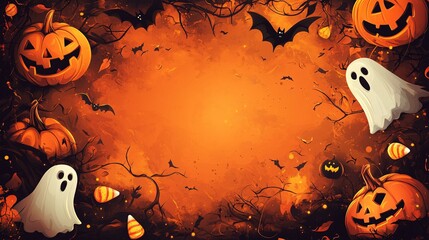 Spooky Halloween Wallpaper: Jack-o'-Lanterns, Bats, and Ghosts - Haloween wallpaper