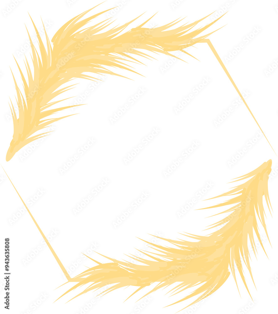 Aufkleber delicate and elegant frame made of two golden feathers, perfect for adding a touch of sophistication