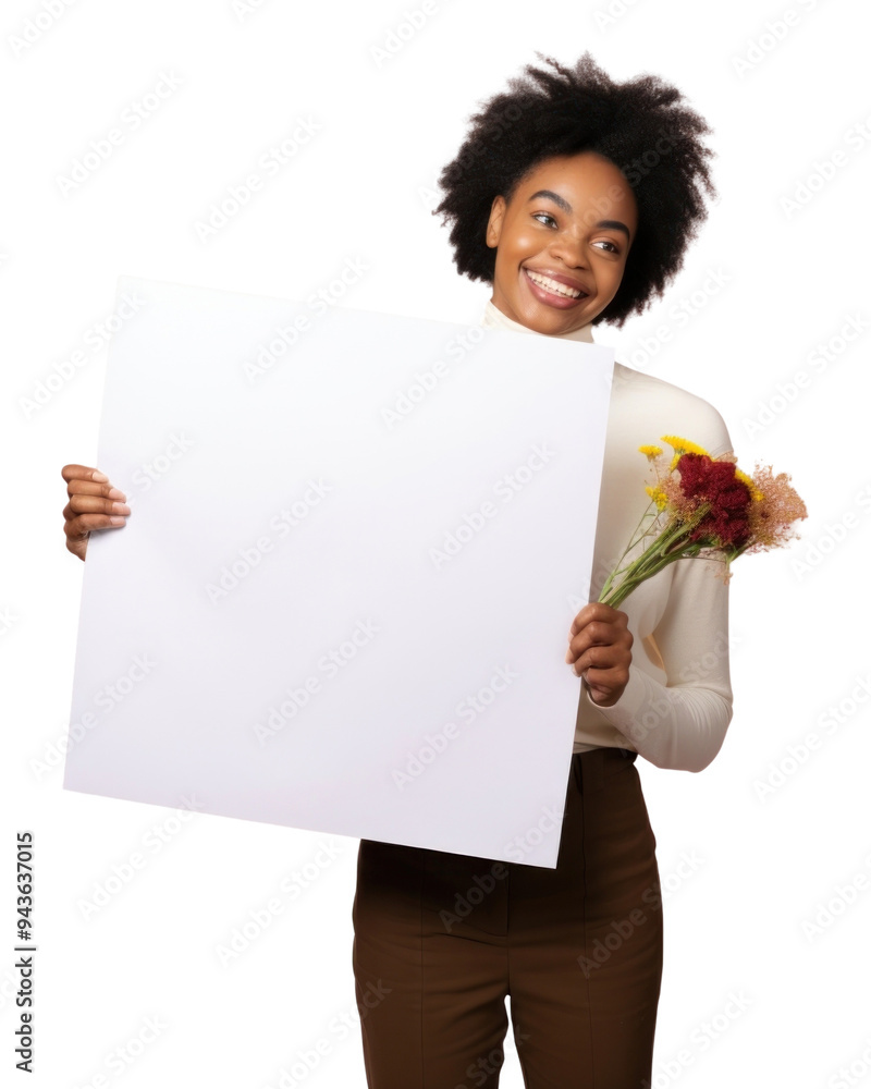 Poster PNG A african florist woman portrait holding smile.