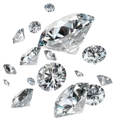 PNG Sparkling diamonds on white background