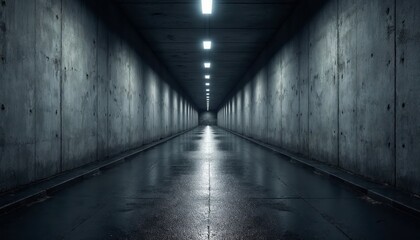 Industrial Underground Passageway Illuminated by LED Lights