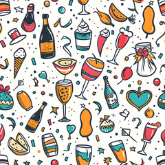 New Year and Christmas 2d cartoon or graphic advertising background, Seamless pattern
