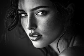 Fototapeta premium Elegant black and white portrait of a woman