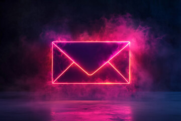 Fototapeta premium Futuristic Neon Glowing Envelope. Glowing neon envelope symbolizing digital communication and technology.