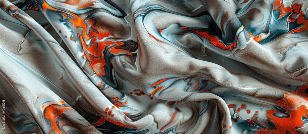 Poster abstract printed motifs on a fabric background create a visually appealing copy space image