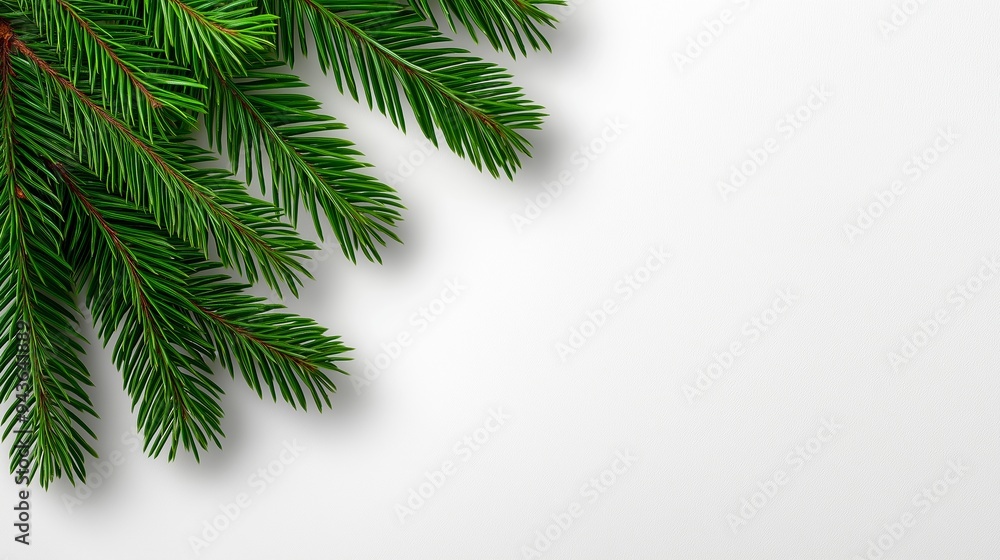Poster a white background with a green leafy tree branch on it. the tree branch is the main focus of the im